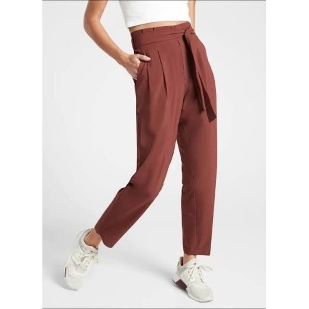 Athleta Skyline Pant II women 10 high rise paper bag waist belted gorpcore